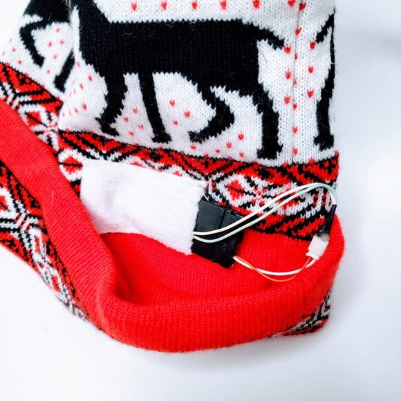 Winter Holiday Light Up Pom Top Nordic Style Beanie Toboggan OS - Picture 6 of 6